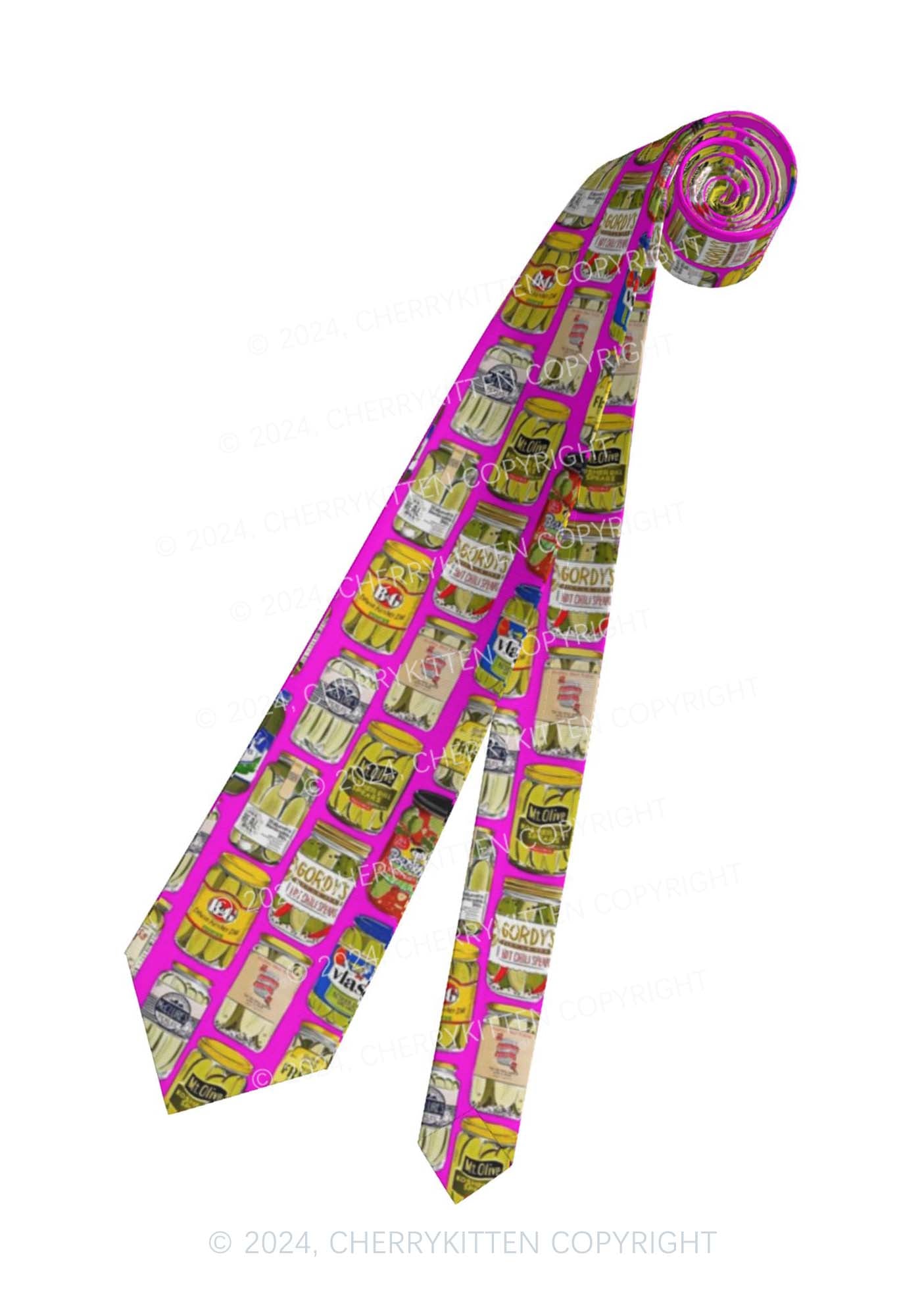 Hot Pink Pickles Y2K Necktie Cherrykitten