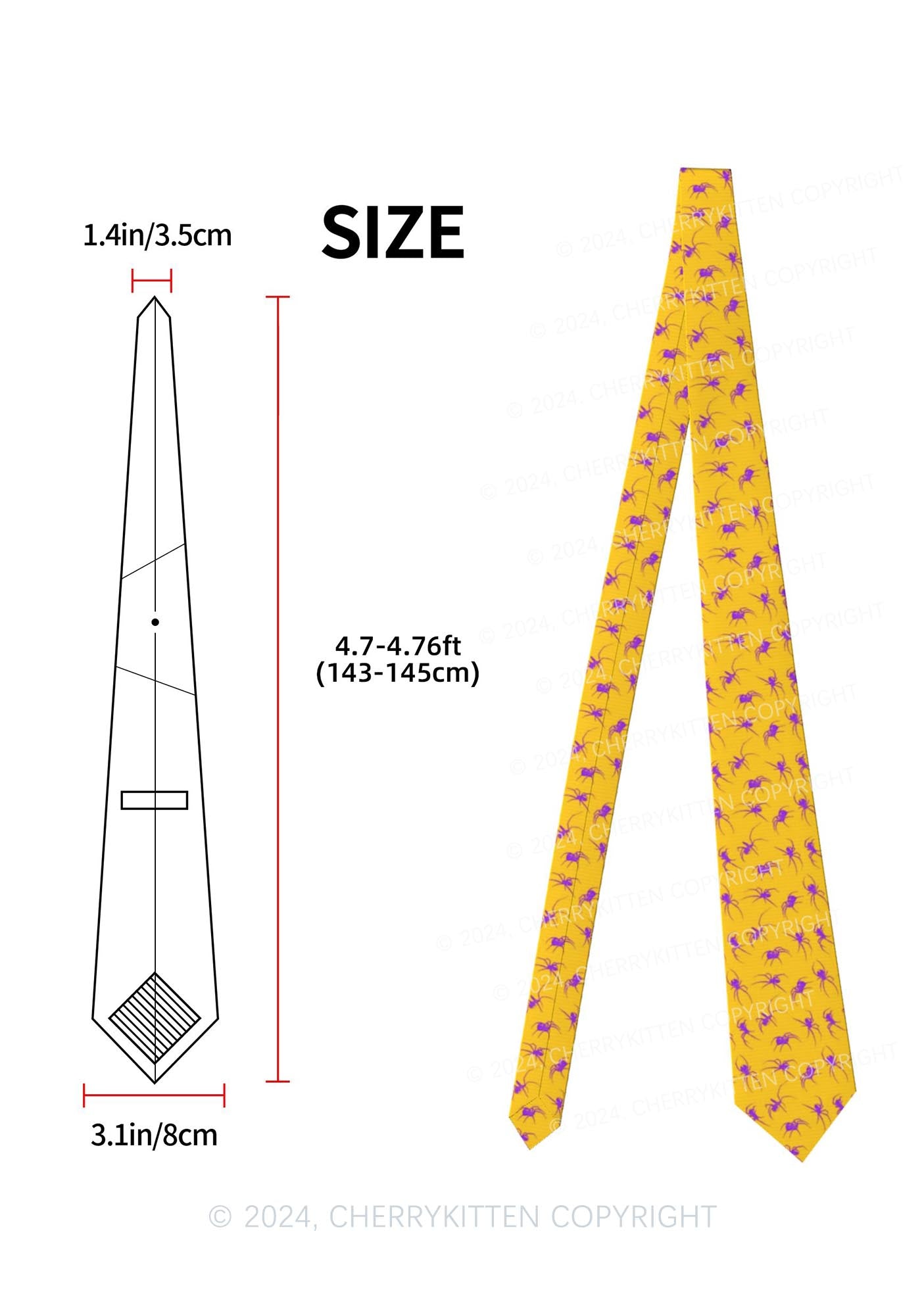 Yellow Spider Y2K Necktie Cherrykitten