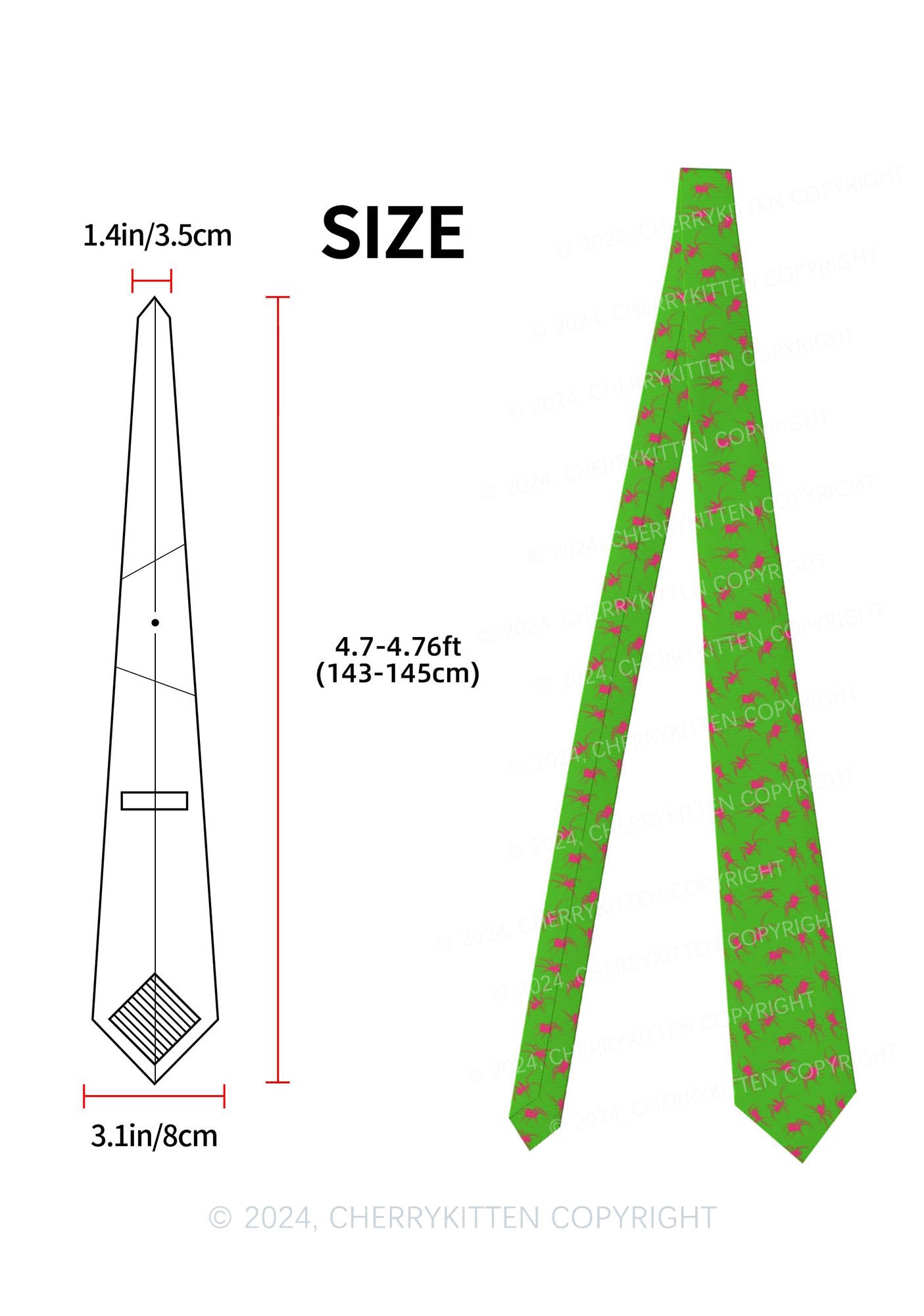 Green Spider Y2K Necktie Cherrykitten