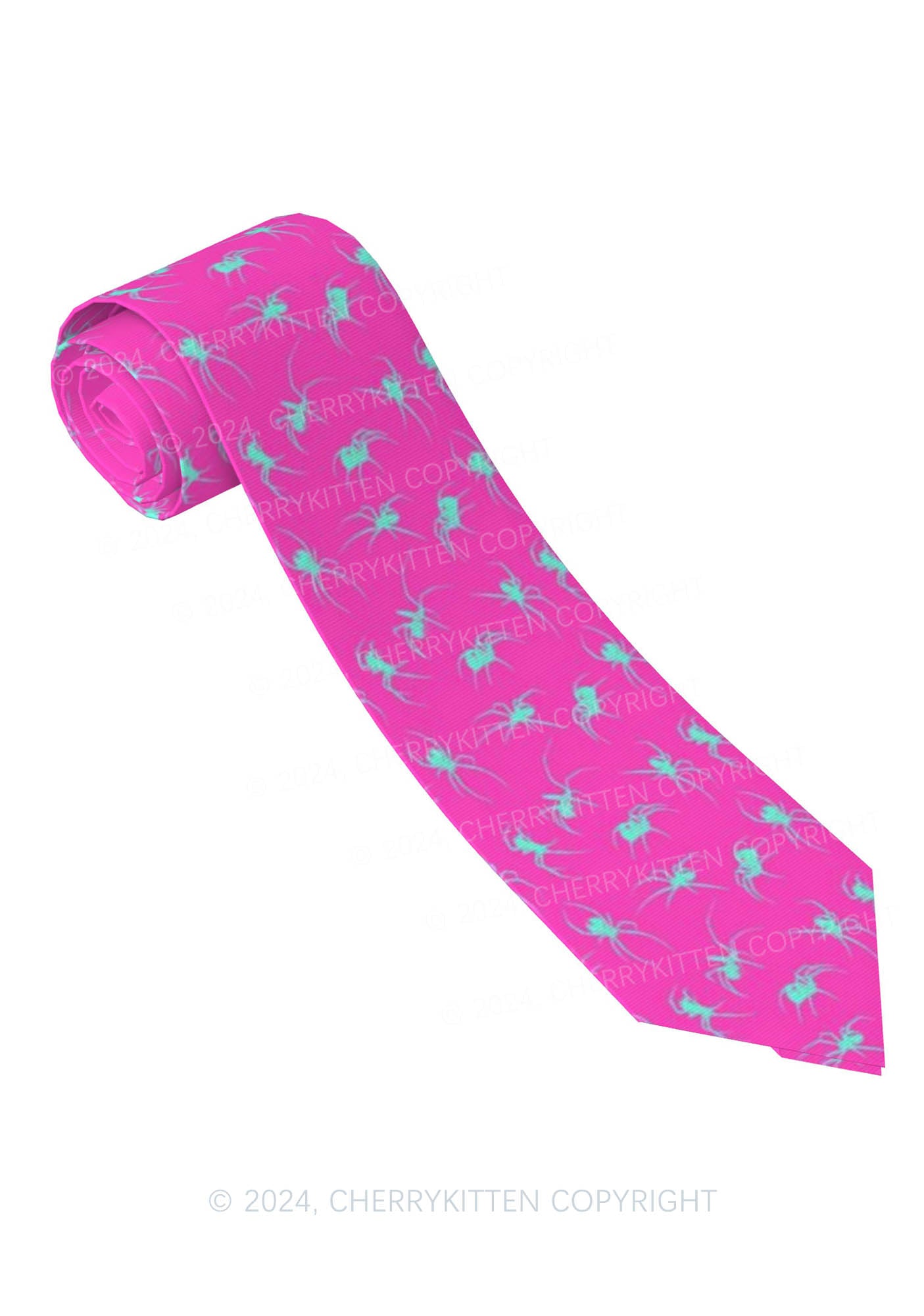 Hot Pink Spider Y2K Necktie Cherrykitten