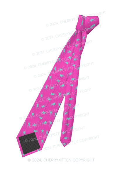 Hot Pink Spider Y2K Necktie Cherrykitten