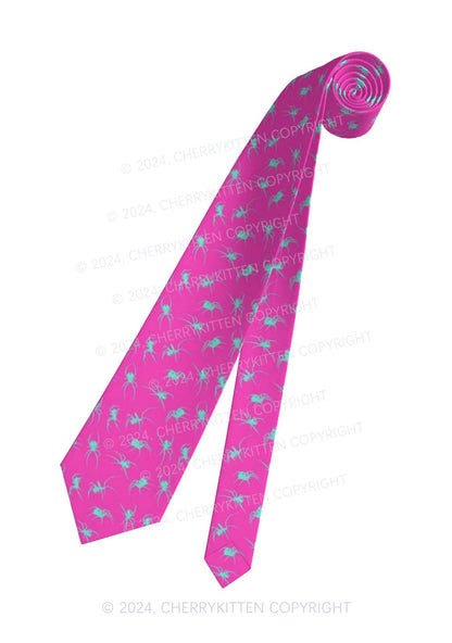 Hot Pink Spider Y2K Necktie Cherrykitten