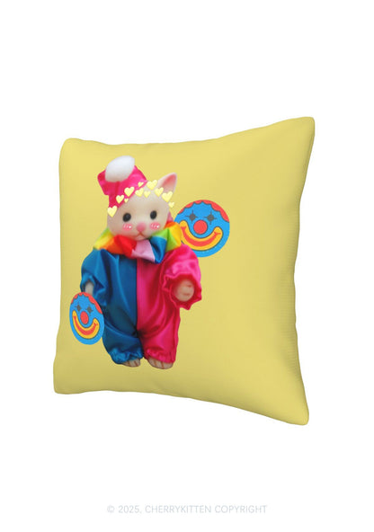 Chat Clown Y2K Throw Pillow Cover Cherrykitten