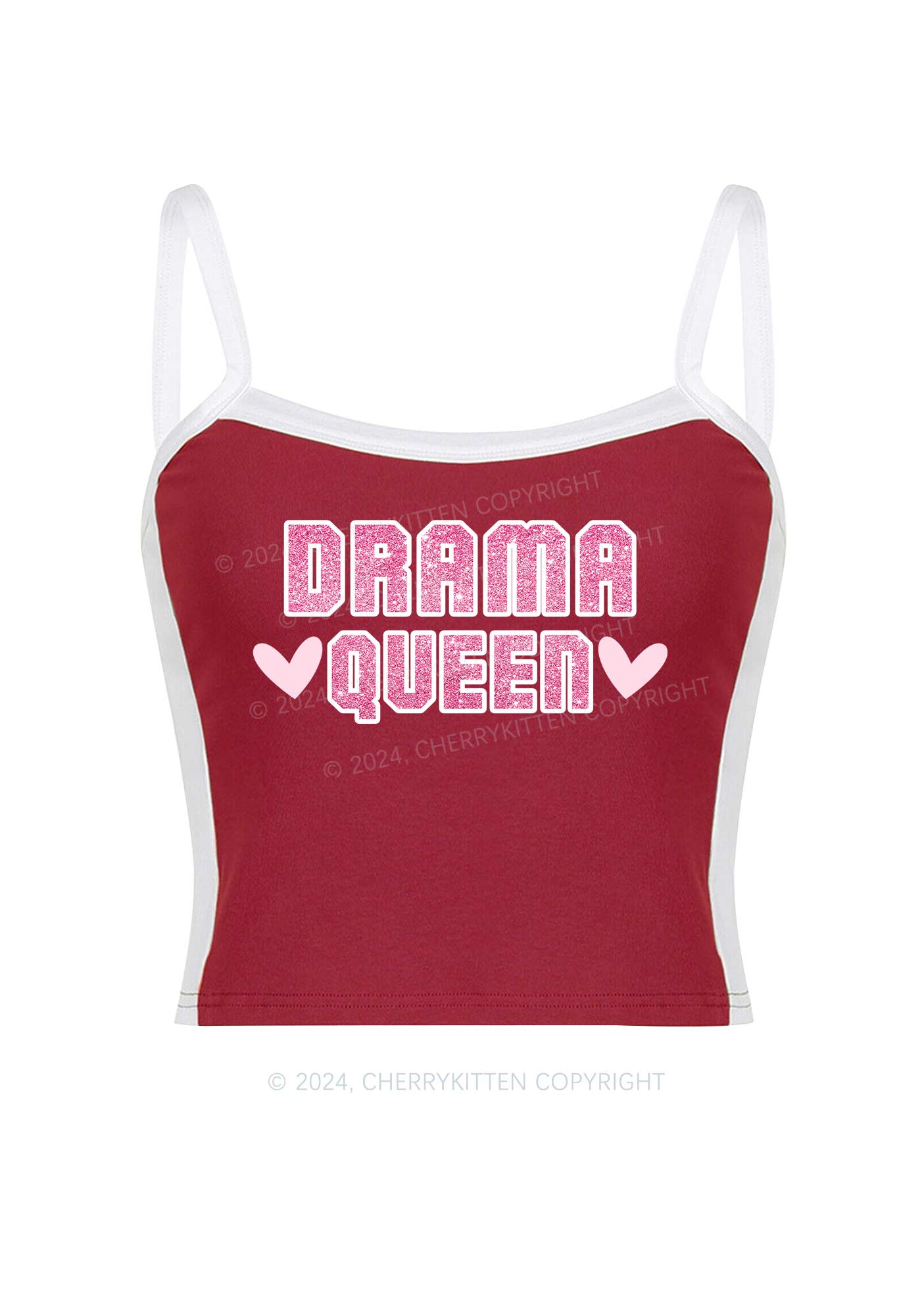 Drama Queen Y2K Color Block Crop Cami Top Cherrykitten