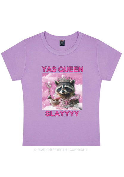 Yas Queen Slay Raccoon Y2K Baby Tee Cherrykitten