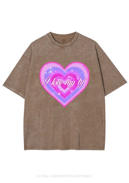 I Love My BF Heart Y2K Valentine's Day Washed Tee Cherrykitten