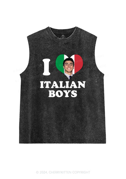 I Love Italian Luigi Y2K Washed Tank Cherrykitten