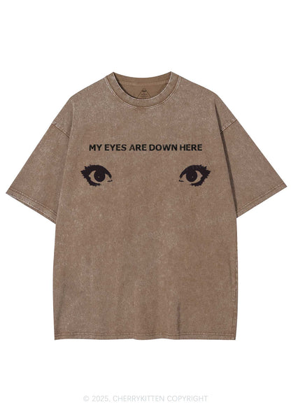 My Eyes Are Down Here Y2K Washed Tee Cherrykitten