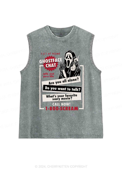 Halloween Ghost Chat Y2K Washed Tank Cherrykitten