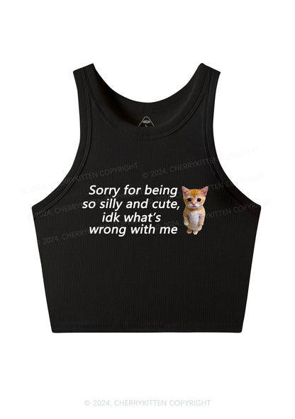 Sorry For Being Silly Y2K Crop Tank Top Cherrykitten