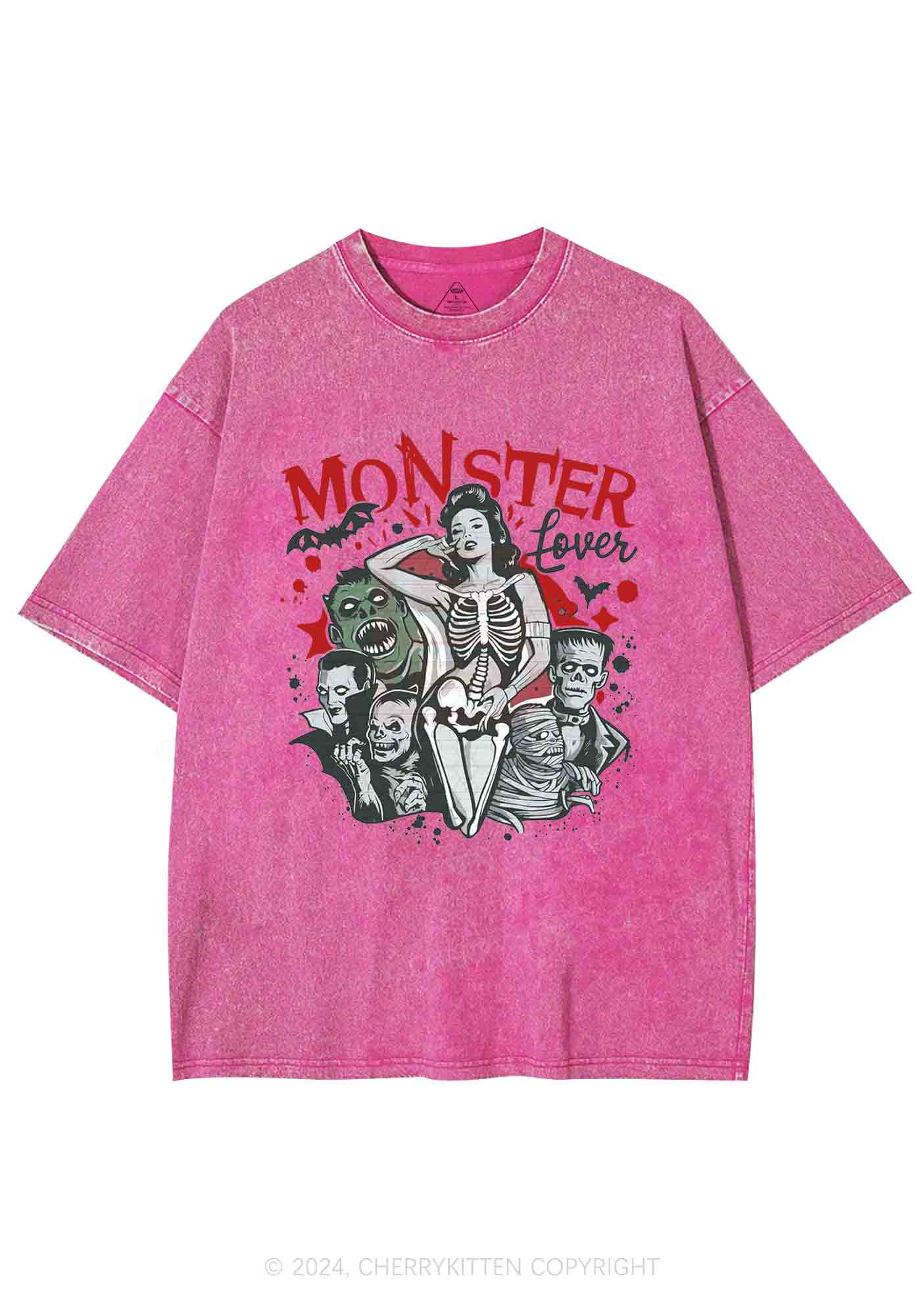 Halloween Monster Female Y2K Washed Tee Cherrykitten