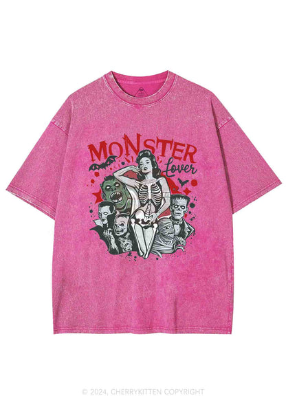 Halloween Monster Female Y2K Washed Tee Cherrykitten