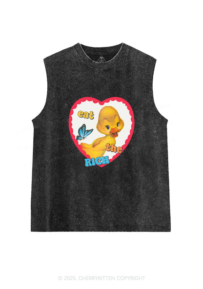 Eat The Rich Duck Y2K Washed Tank Cherrykitten