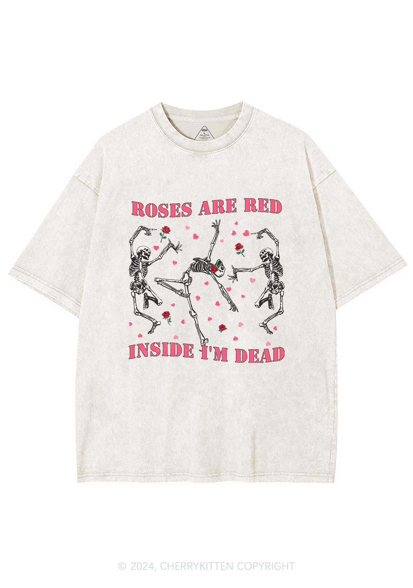 Inside Im Dead Y2K Valentine's Day Washed Tee Cherrykitten