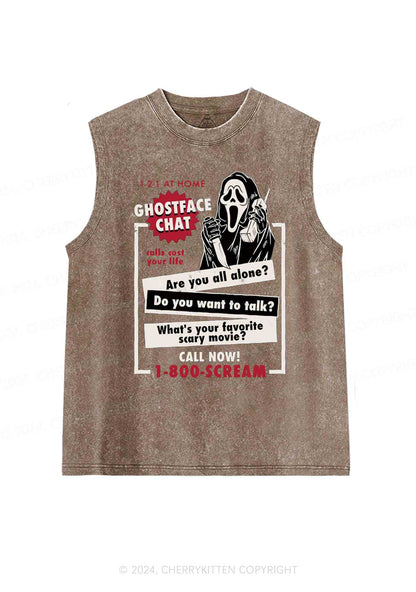 Halloween Ghost Chat Y2K Washed Tank Cherrykitten