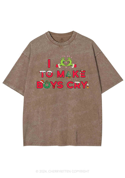 Christmas Love To Make Boys Cry Y2K Washed Tee Cherrykitten