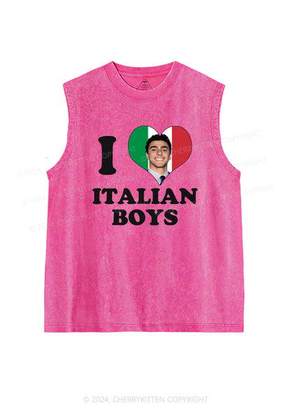 I Love Italian Luigi Y2K Washed Tank Cherrykitten