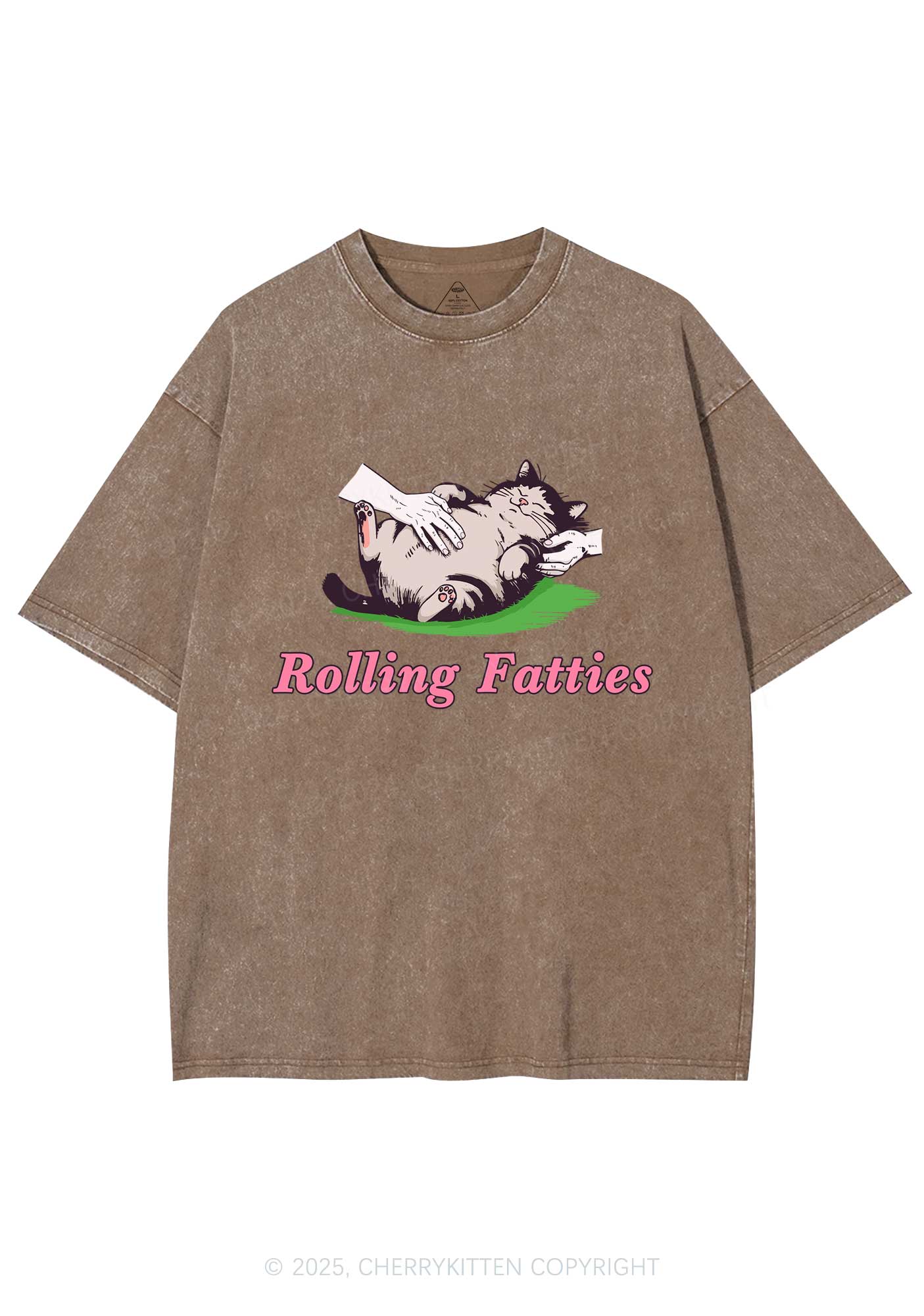 Rolling Fatties Cat Y2K Washed Tee Cherrykitten