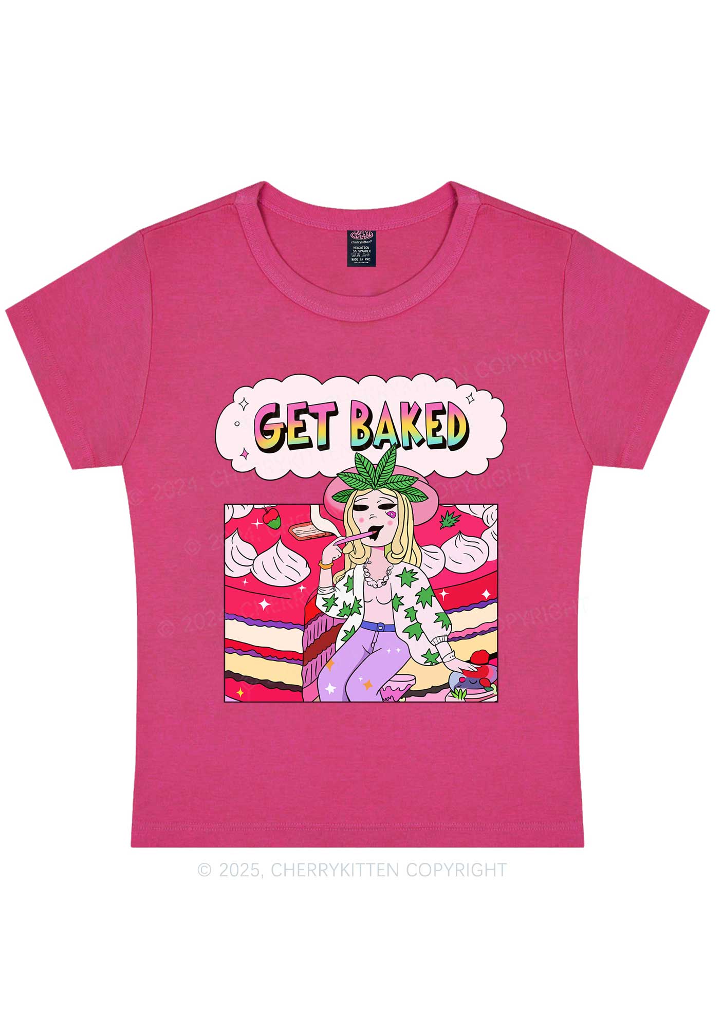 Get Baked Wxxd Y2K Baby Tee Cherrykitten