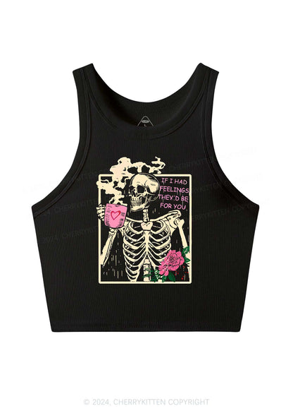 Skeleton Had Feelings Y2K Valentine's Day Crop Tank Top Cherrykitten