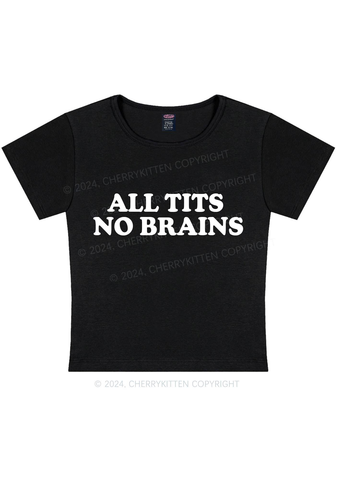 All Txts No Brains Y2K Baby Tee Cherrykitten