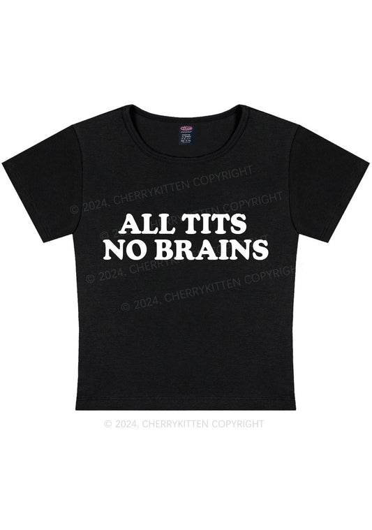 All Txts No Brains Y2K Baby Tee Cherrykitten