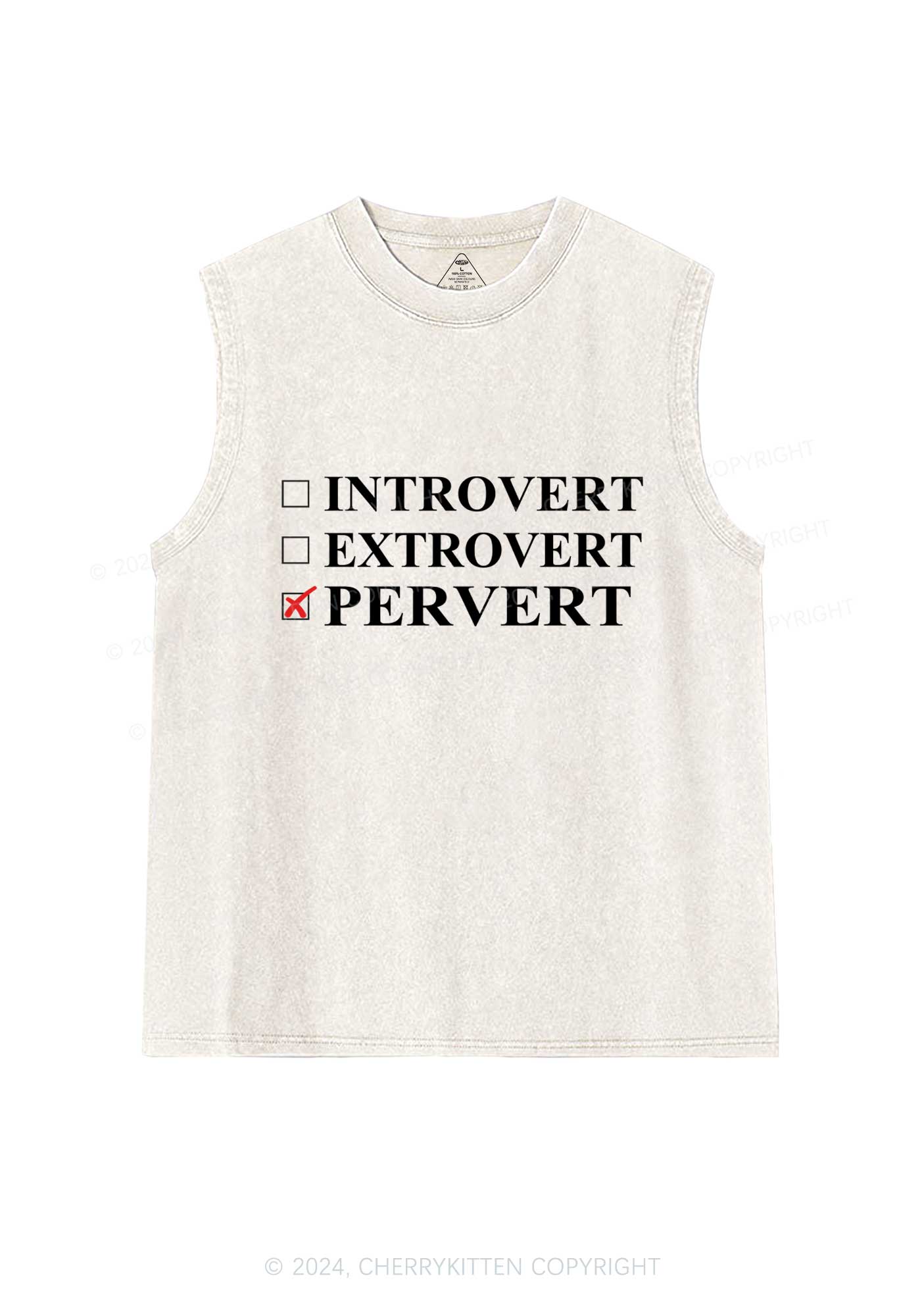 Be Pervert Y2K Washed Tank Cherrykitten