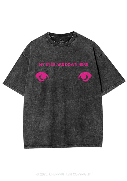 My Eyes Are Down Here Y2K Washed Tee Cherrykitten