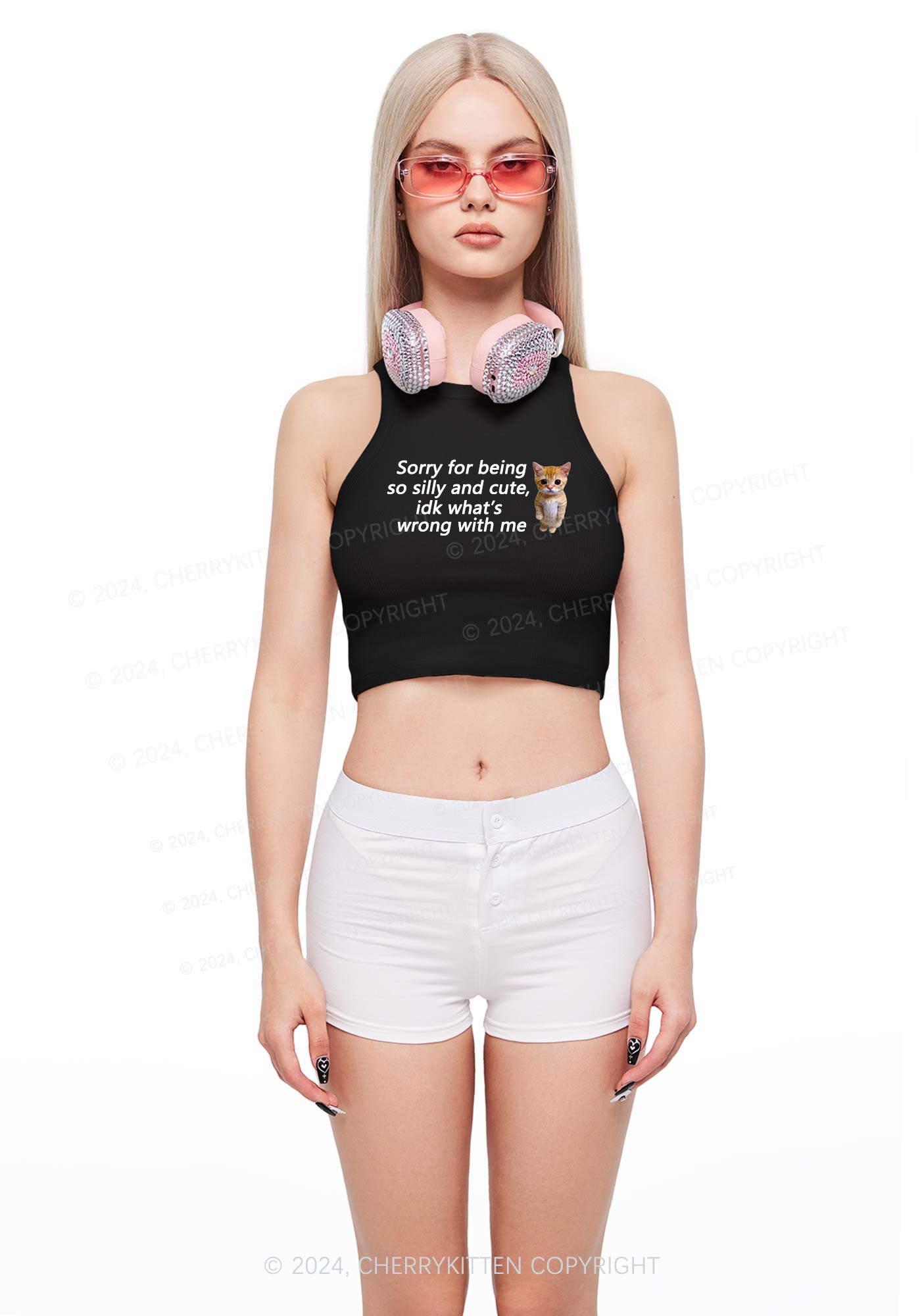 Sorry For Being Silly Y2K Crop Tank Top Cherrykitten