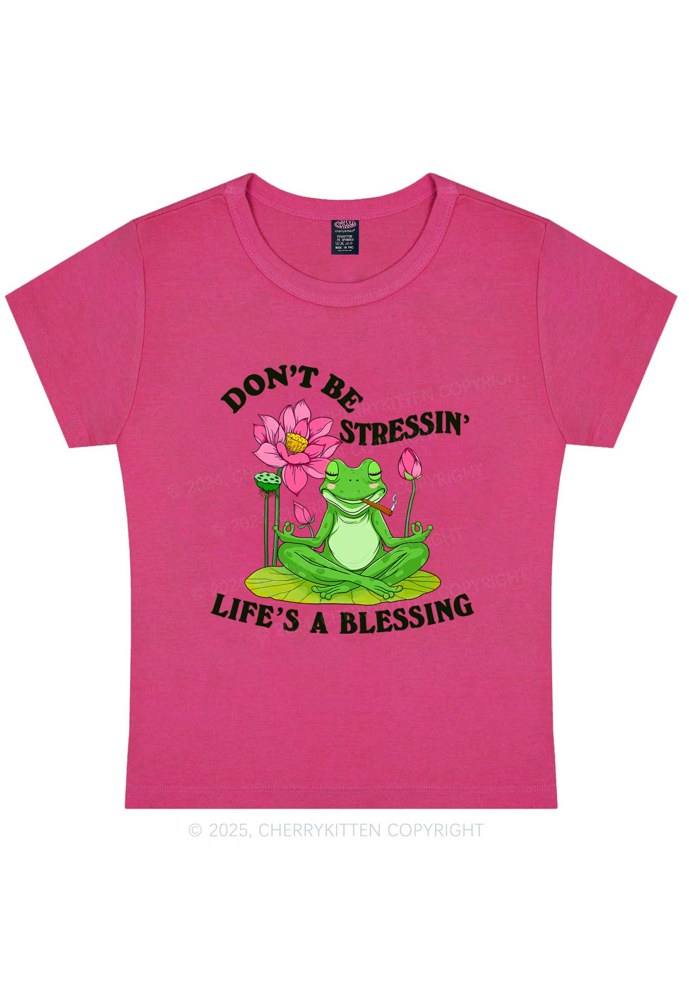 Dont Be Stressin Frog Y2K Baby Tee Cherrykitten