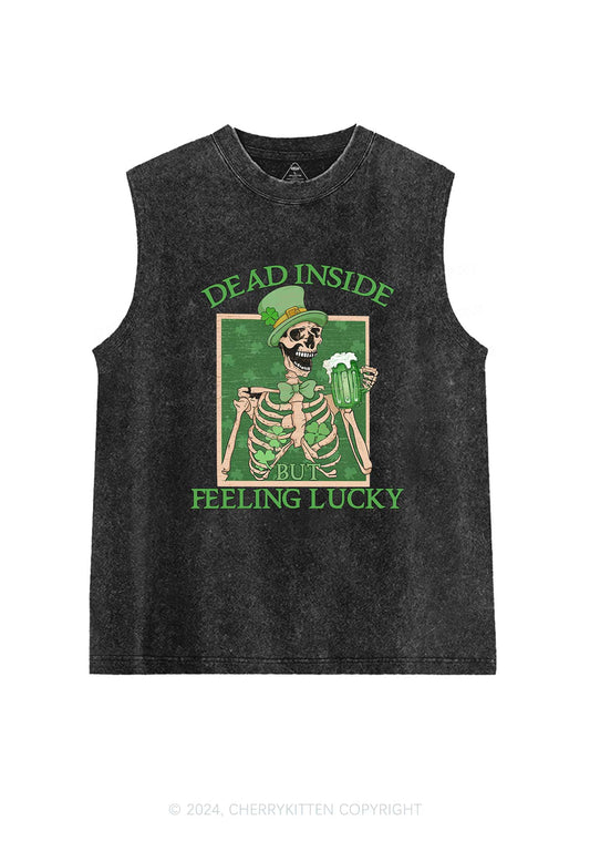 Feeling Lucky St Patricks Y2K Washed Tank Cherrykitten