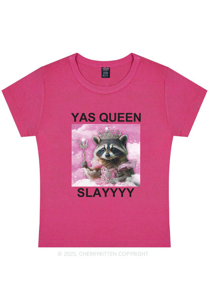 Yas Queen Slay Raccoon Y2K Baby Tee Cherrykitten