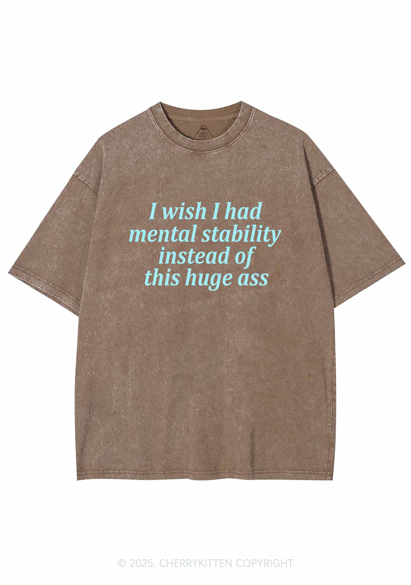 I Wish Mental Stability Y2K Washed Tee Cherrykitten