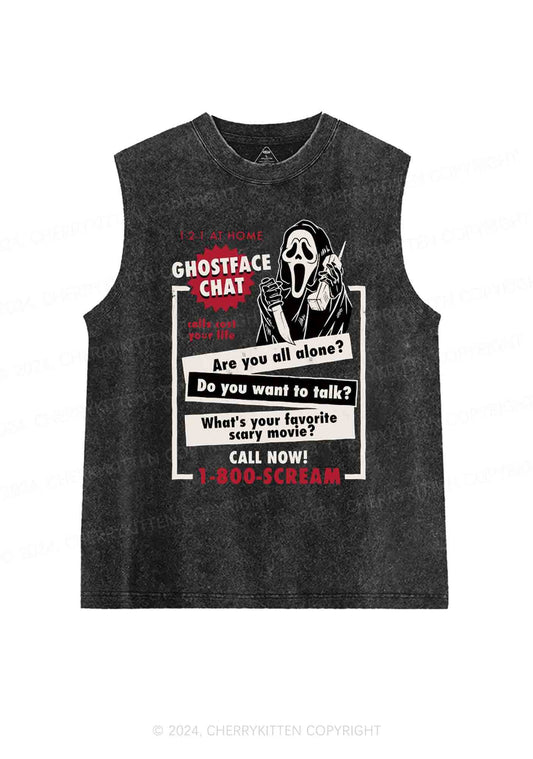 Halloween Ghost Chat Y2K Washed Tank Cherrykitten