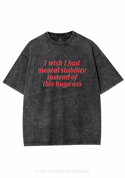 I Wish Mental Stability Y2K Washed Tee Cherrykitten