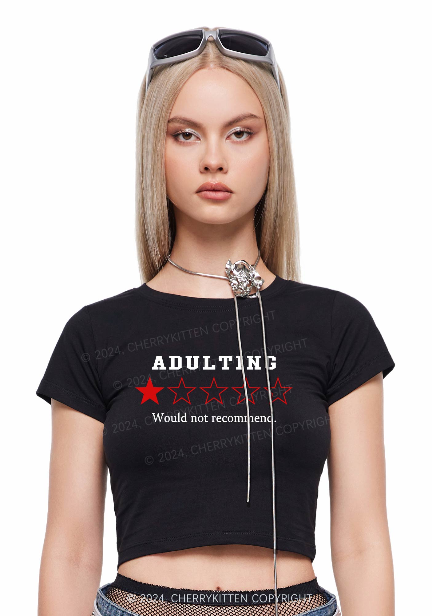 Adulting Not Recommend Y2K Baby Tee Cherrykitten