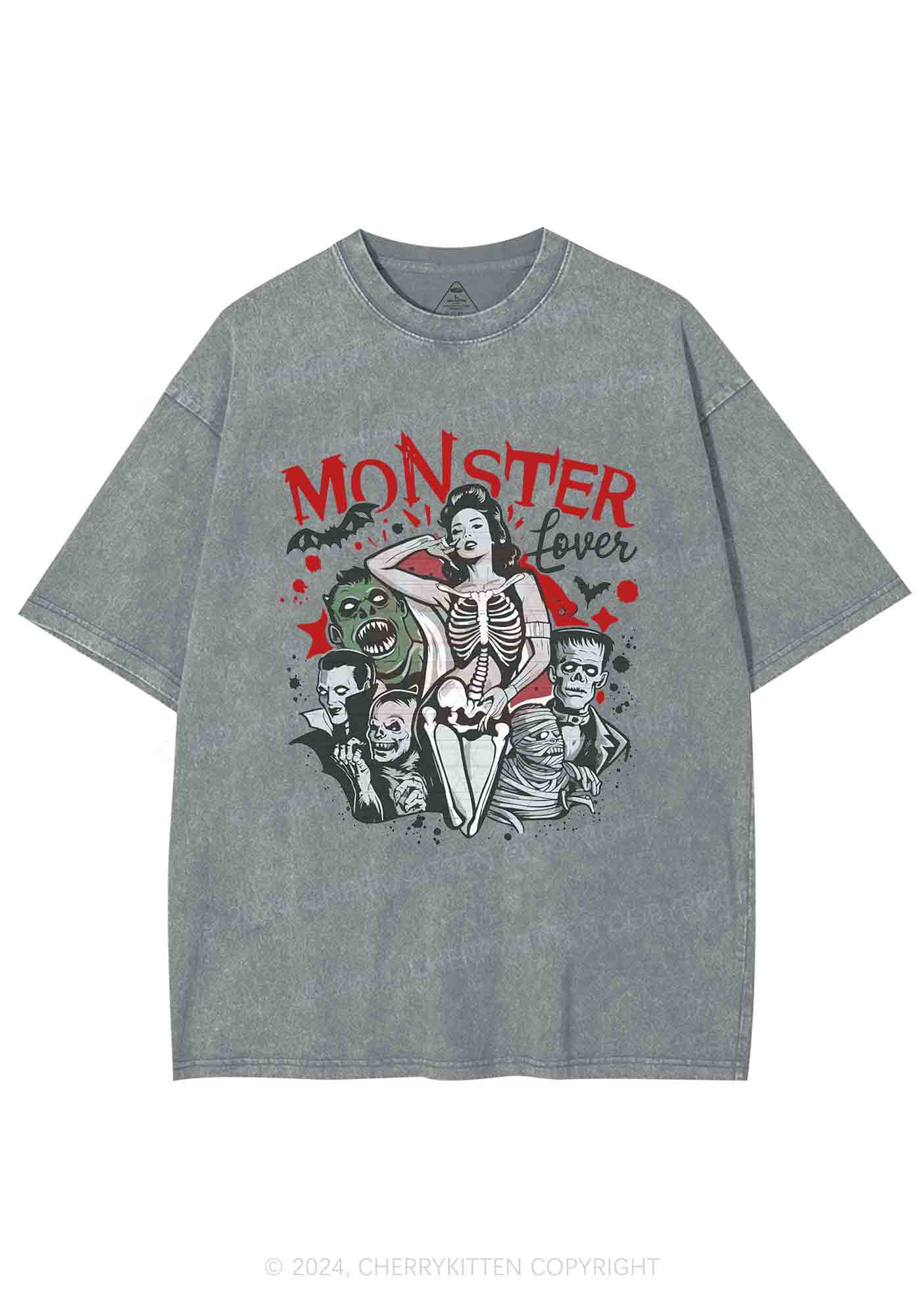 Halloween Monster Female Y2K Washed Tee Cherrykitten