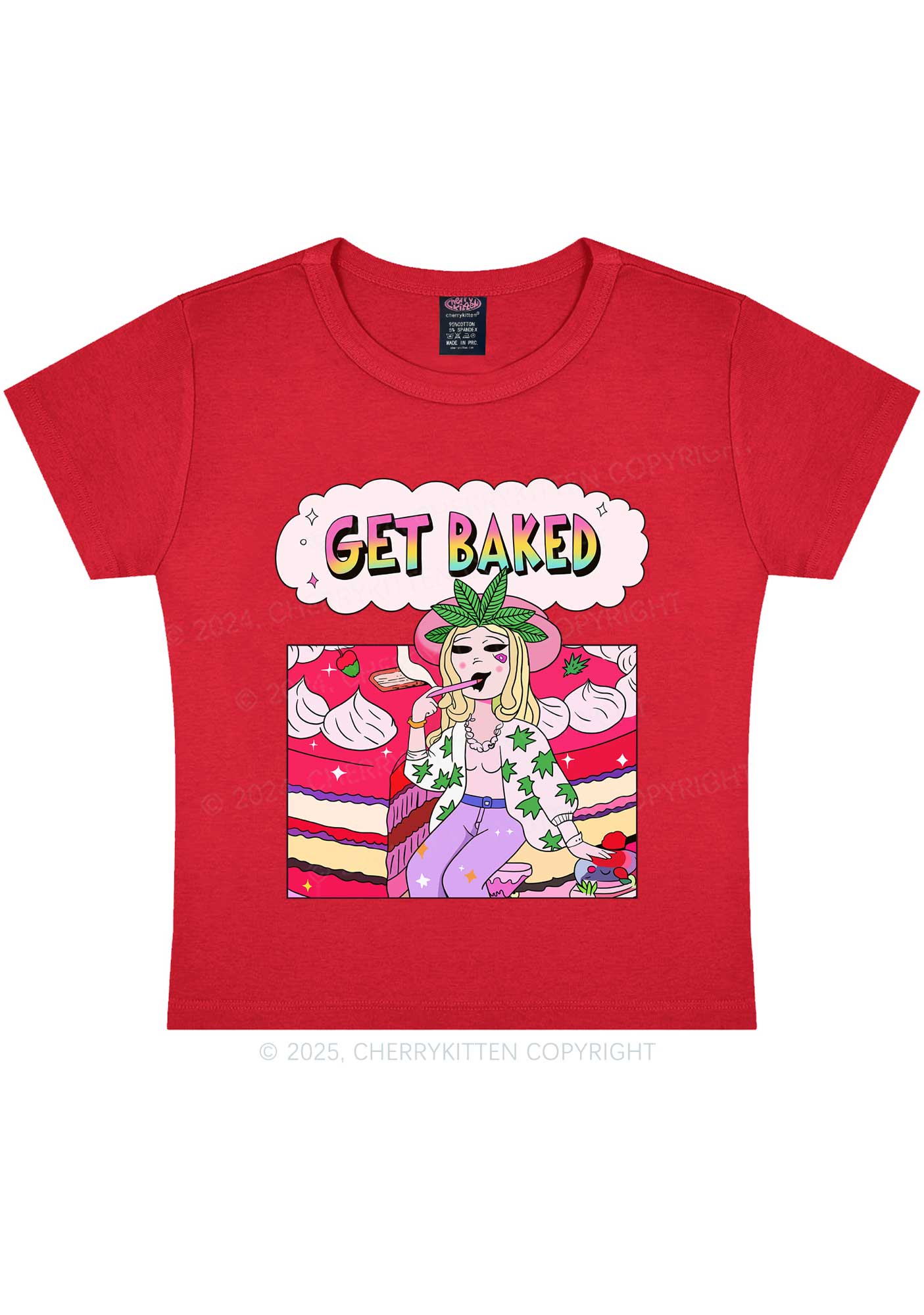 Get Baked Wxxd Y2K Baby Tee Cherrykitten