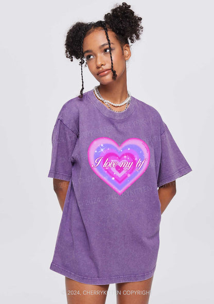 I Love My BF Heart Y2K Valentine's Day Washed Tee Cherrykitten