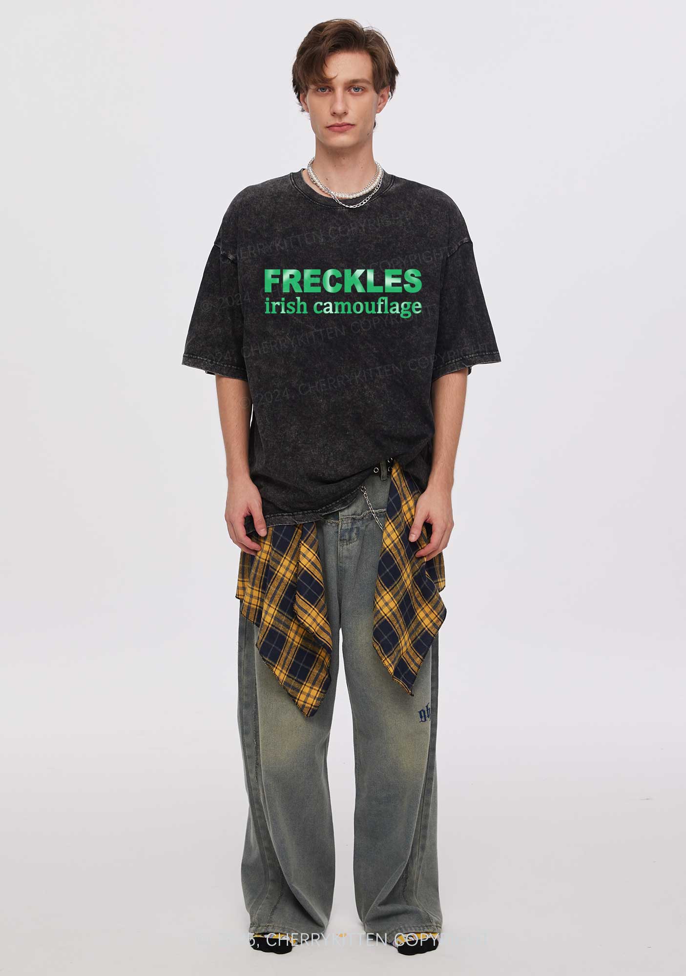 Freckles Irish Camouflage St Patricks Y2K Washed Tee Cherrykitten