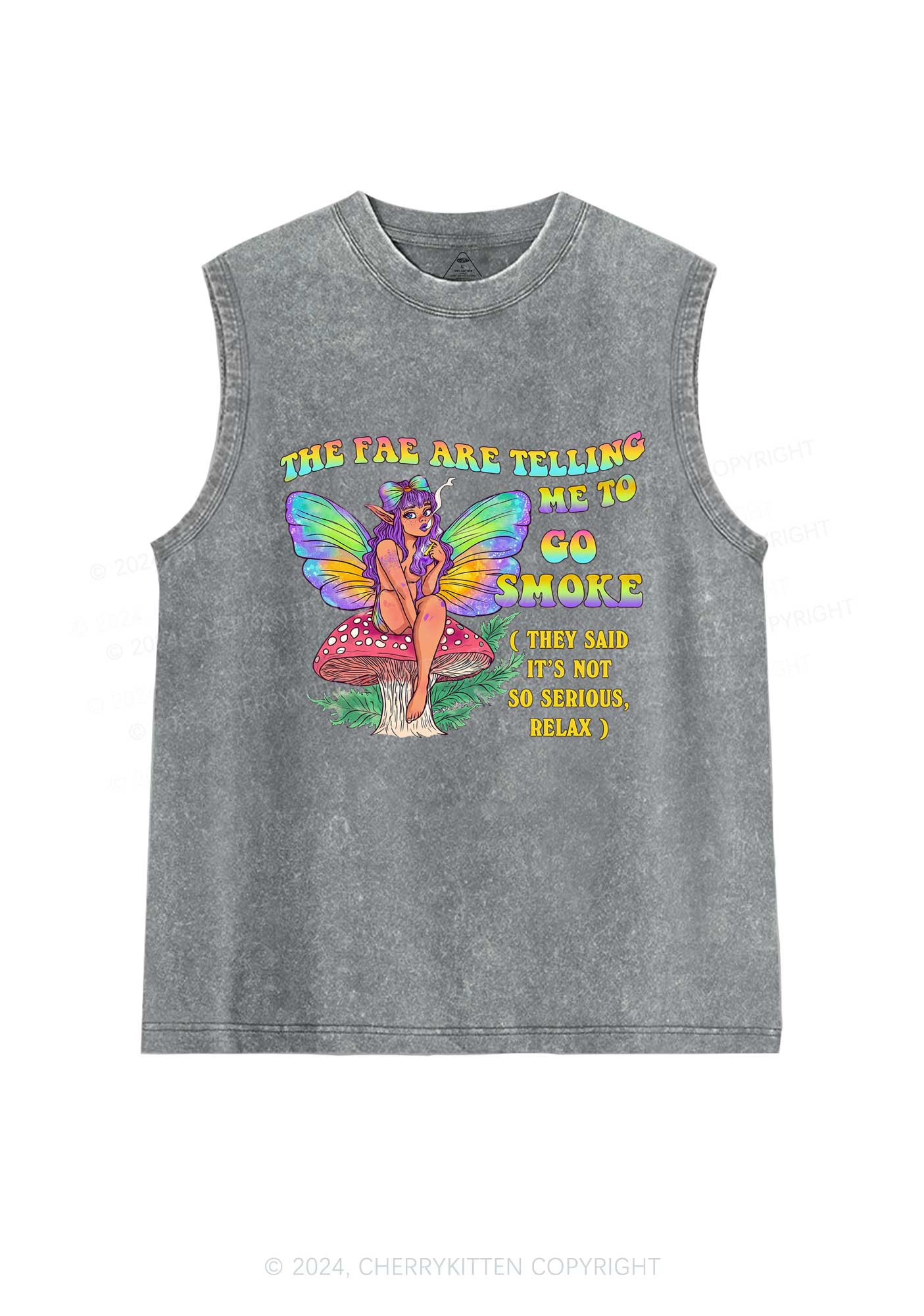 The Fae Smoke Y2K Washed Tank Cherrykitten