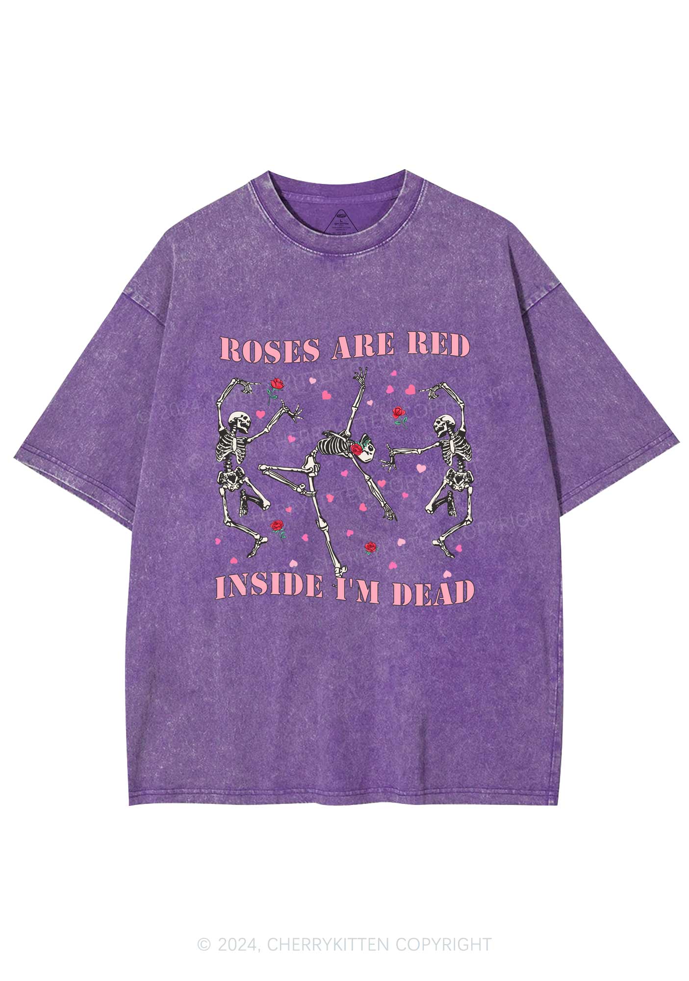 Inside Im Dead Y2K Valentine's Day Washed Tee Cherrykitten