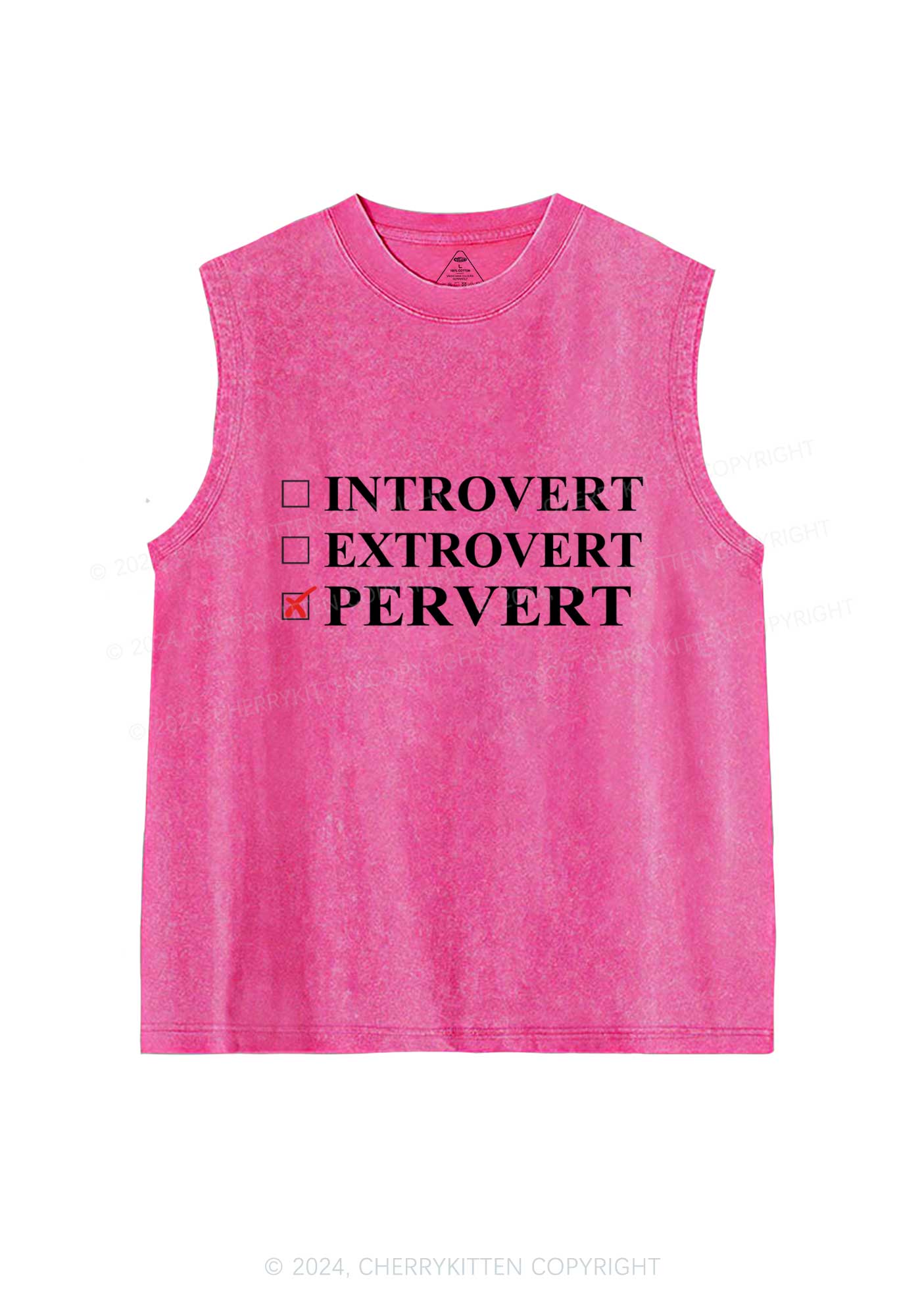 Be Pervert Y2K Washed Tank Cherrykitten