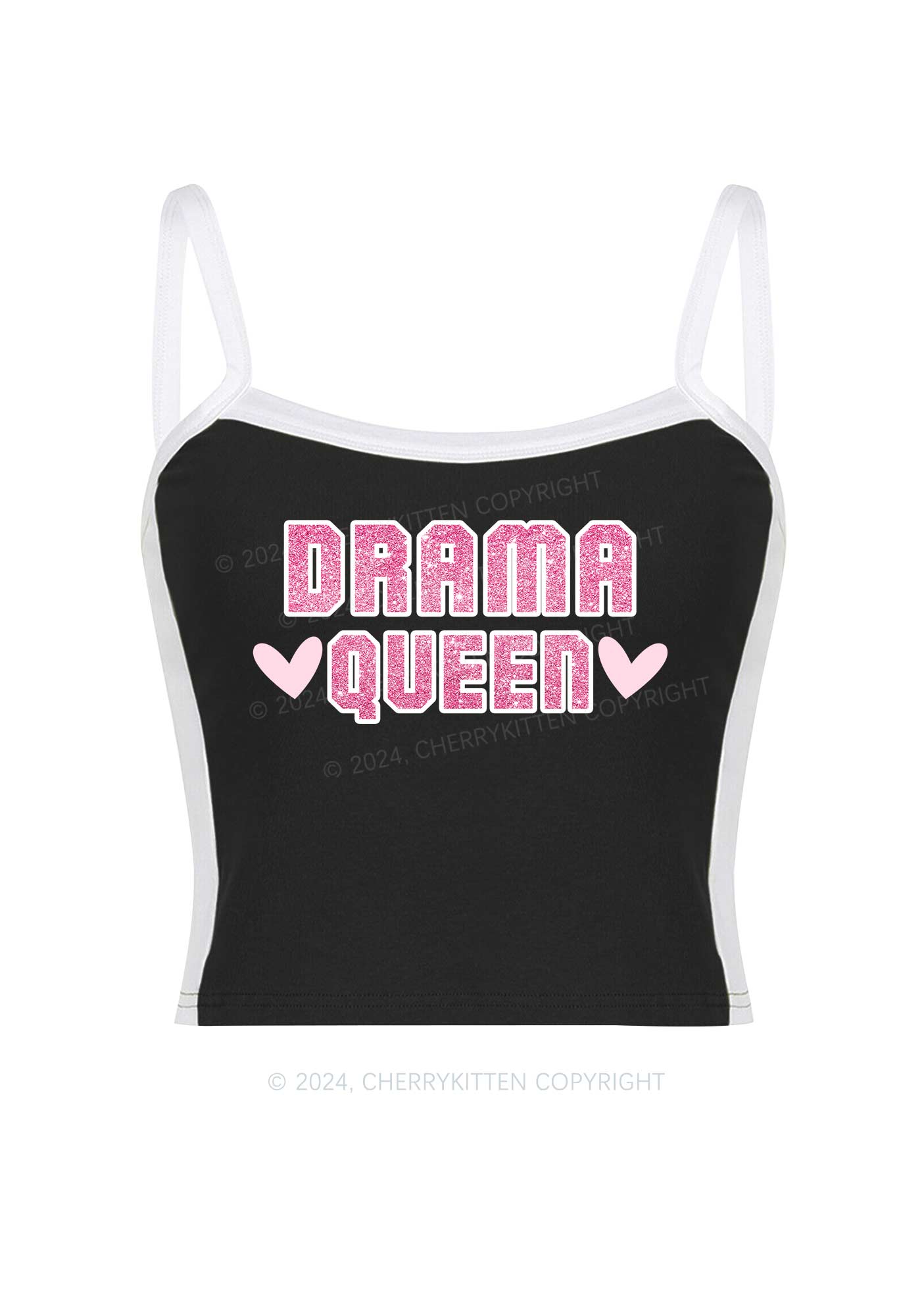 Drama Queen Y2K Color Block Crop Cami Top Cherrykitten