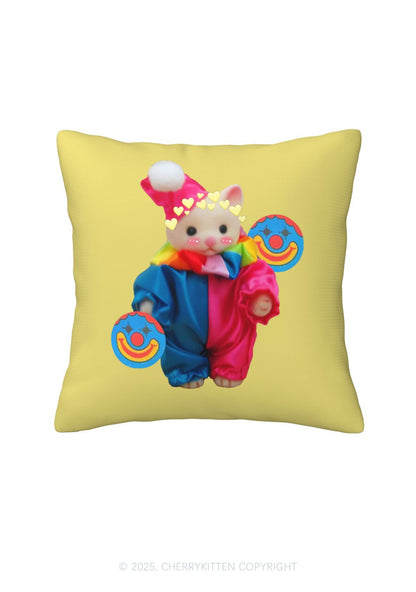 Chat Clown Y2K Throw Pillow Cover Cherrykitten