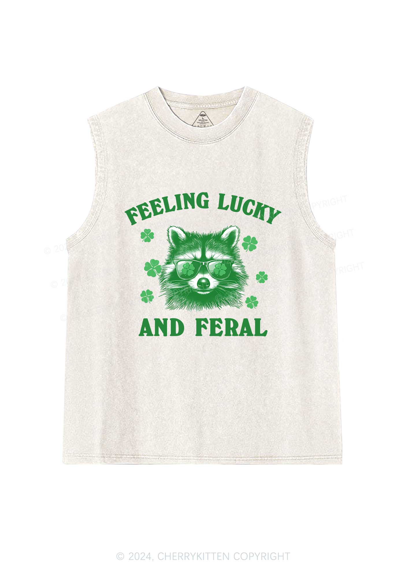 Feeling Lucky And Feral St Patricks Y2K Washed Tank Cherrykitten