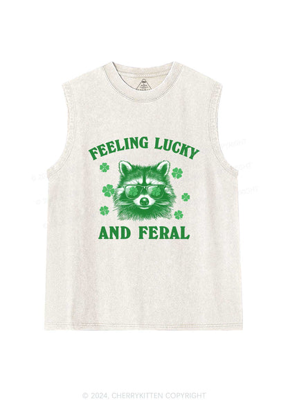 Feeling Lucky And Feral St Patricks Y2K Washed Tank Cherrykitten