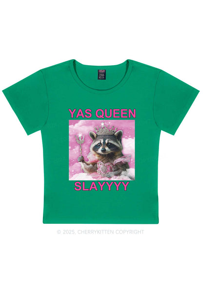 Yas Queen Slay Raccoon Y2K Baby Tee Cherrykitten