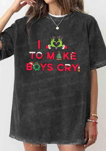 Christmas Love To Make Boys Cry Y2K Washed Tee Cherrykitten