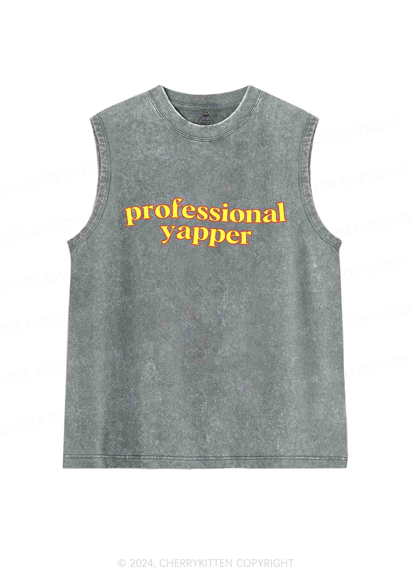 Professional Yapper Y2K Washed Tank Cherrykitten